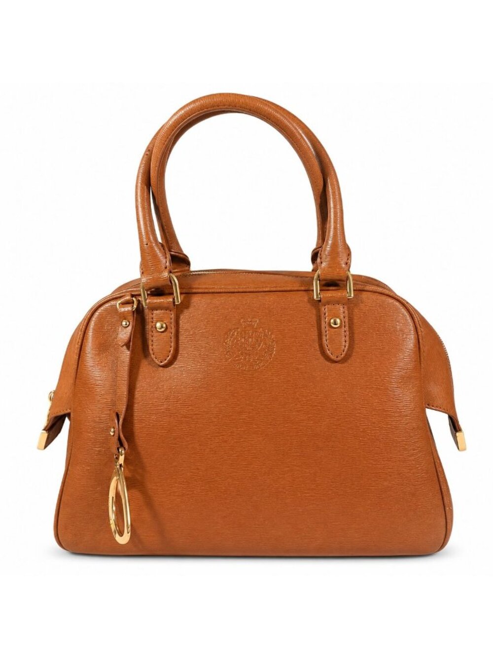 VTG Lauren Ralph Lauren Satchel Handbag Carmel Brown & Gold Sloan Street Dome